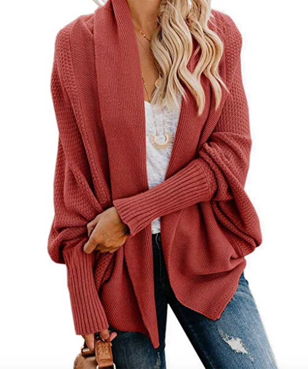 Imily Bela Batwing Oversized Wrap Cardigan burnt red