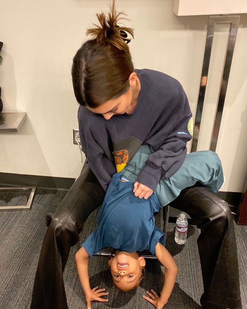 Kendall Jenner Jokes About Starting a Family With Fai Khadra While Cuddling Nephews Saint and Psalm Instagram