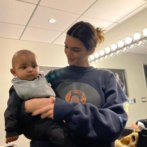 Kendall Jenner Jokes About Starting a Family With Fai Khadra While Cuddling Nephews Saint and Psalm Instagram