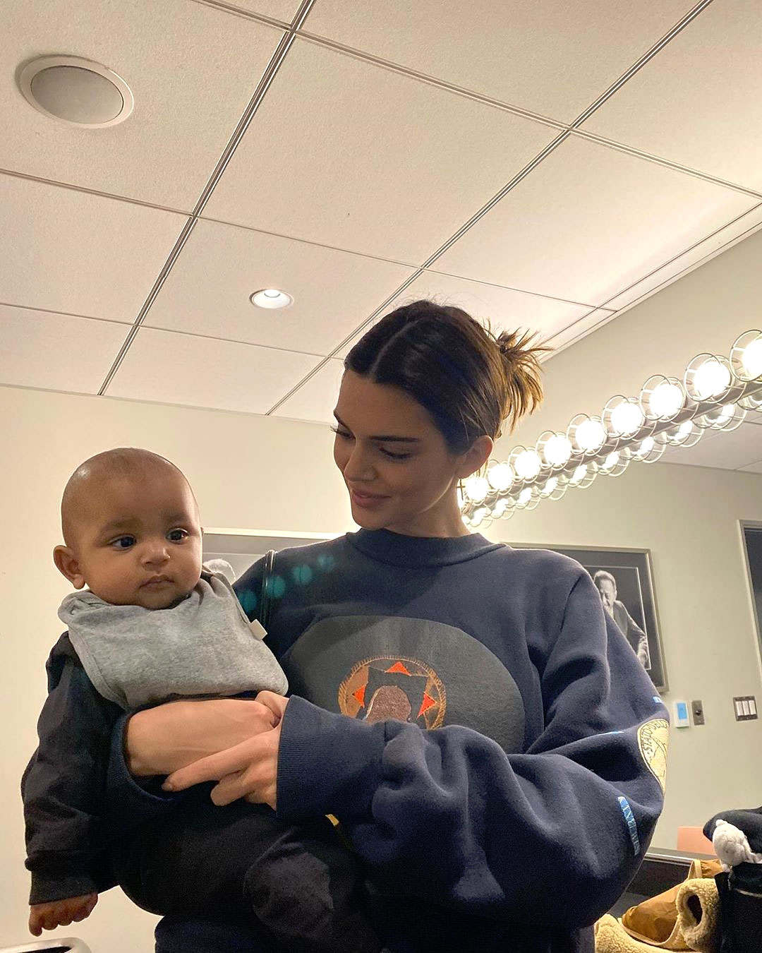 Kendall Jenner Jokes About Starting a Family With Fai Khadra While Cuddling Nephews Saint and Psalm Instagram