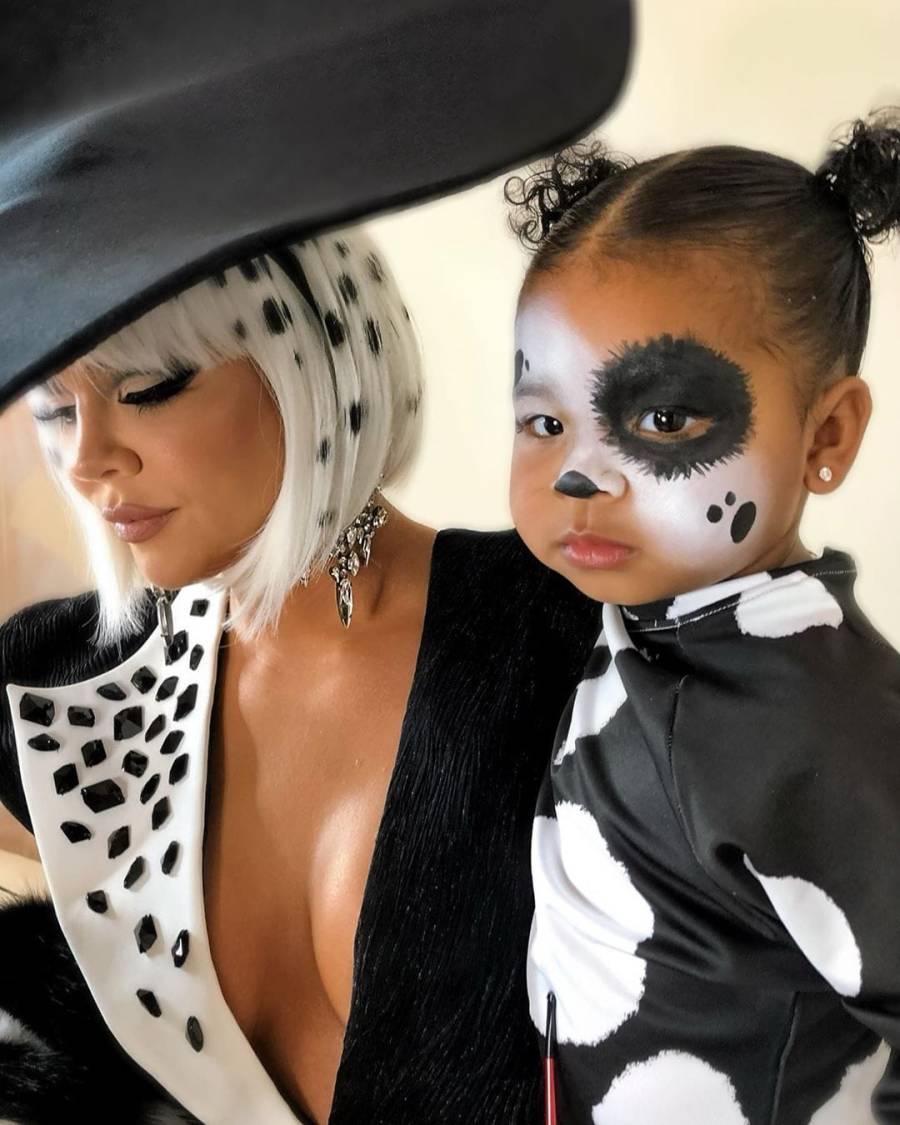 Khloe Kardashian and Her Daughter True Dress as Cruella de Vil and a Dalmatian for Halloween 2019