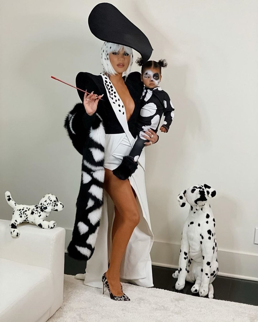 Khloe Kardashian and Her Daughter True Dress as Cruella de Vil and a Dalmat...