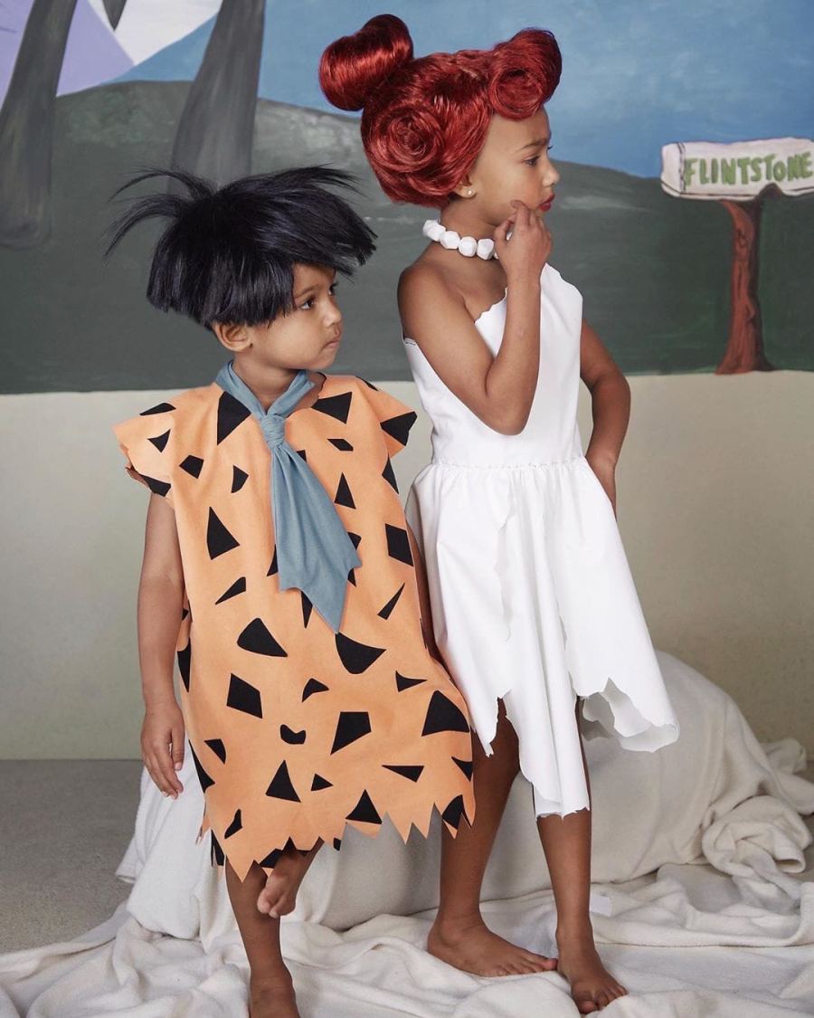 Kim Kardashian and Her Kids Dress Up as Flintstone Family for Halloween 2019