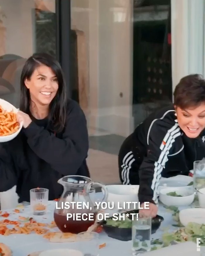 Kourtney Kardashian and Kris Jenner during a Food Fight on KUWTK