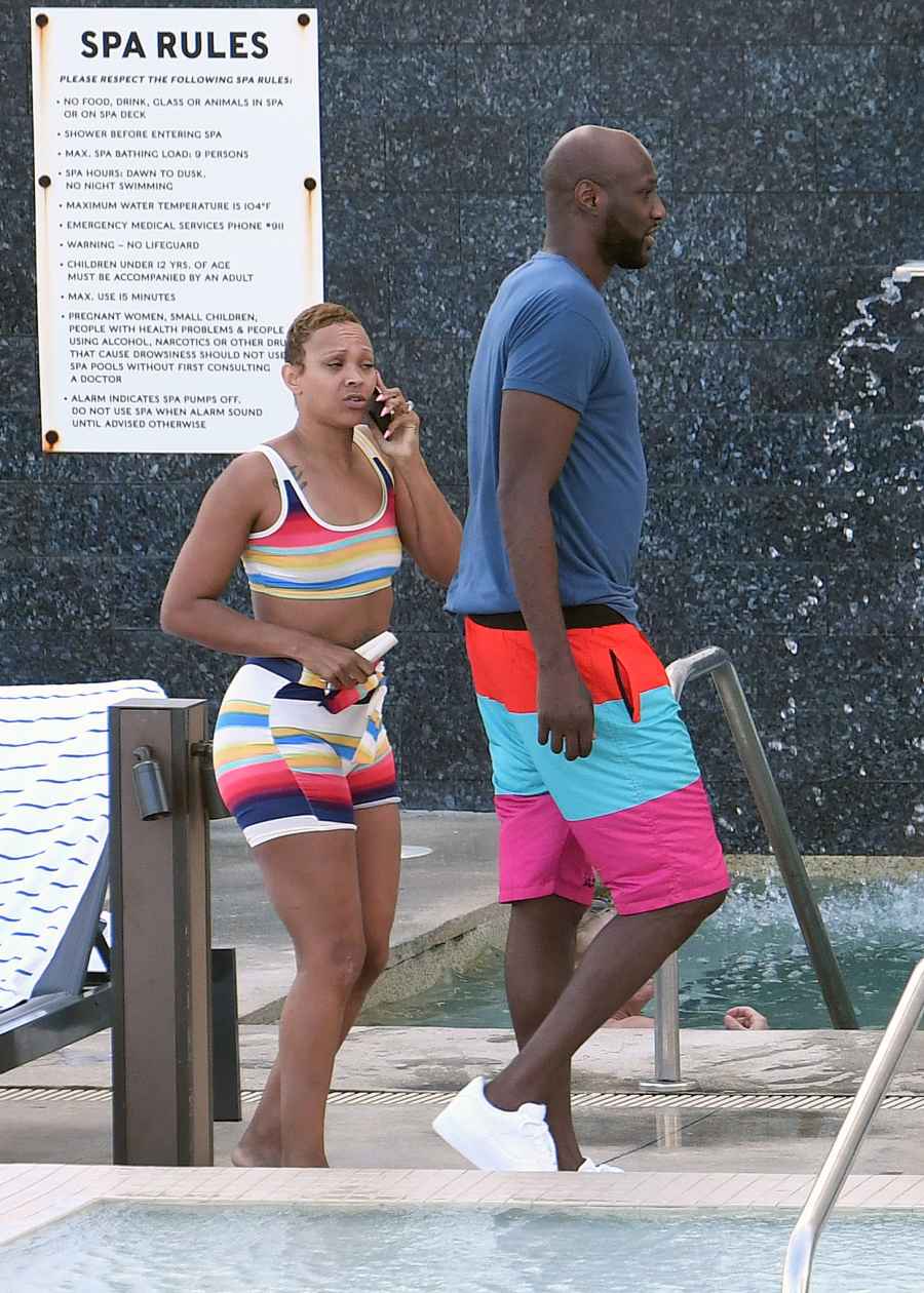Lamar Odom and Fiancee Sabrina Parr Relax by the Pool After Surprise Engagement