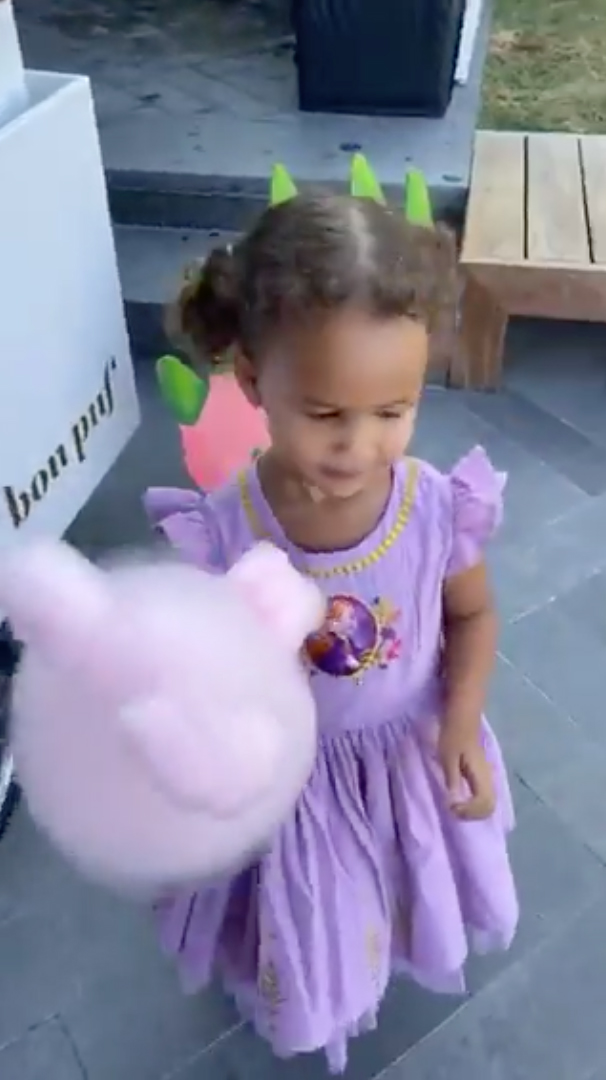 Luna in Princess Dresses Eating Cotton Candy