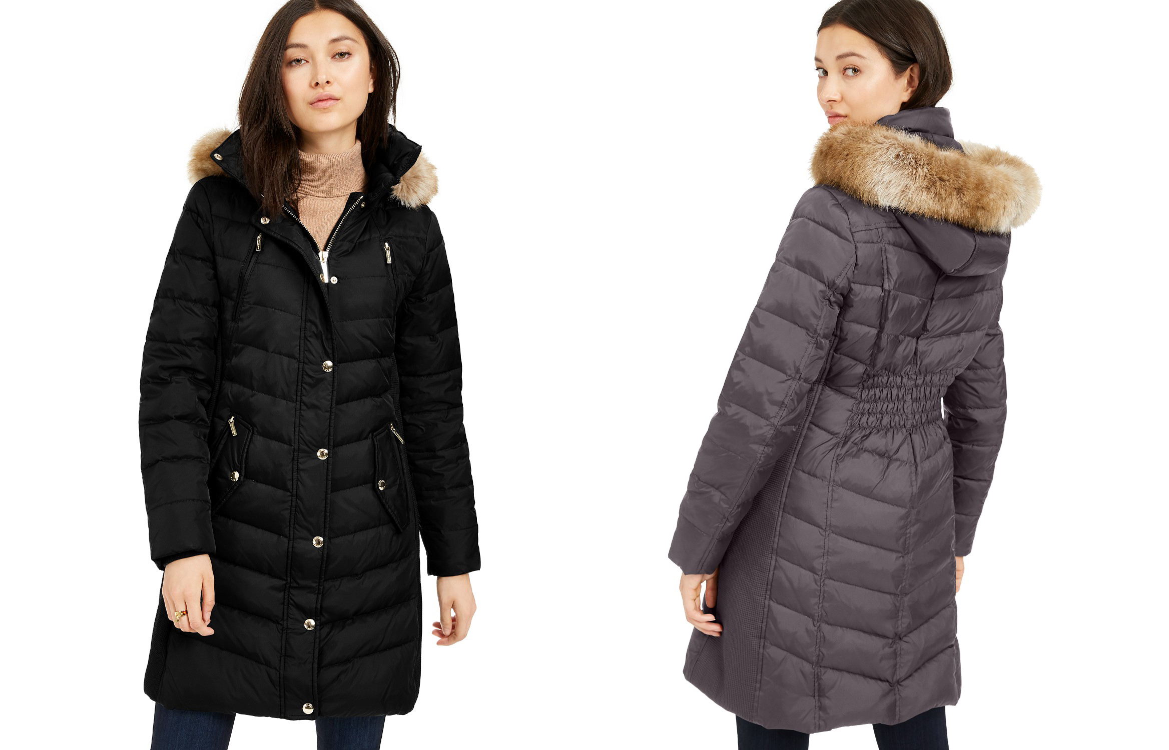 MICHAEL Michael Kors Faux-Fur-Trim Hooded Down Puffer Coat, Created For Macy's (Black)