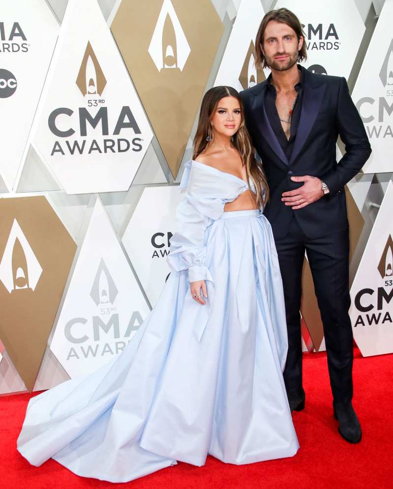 Maren Morris and Ryan Hurd 2019 CMA Awards Arrival Red Carpet Baby Bump