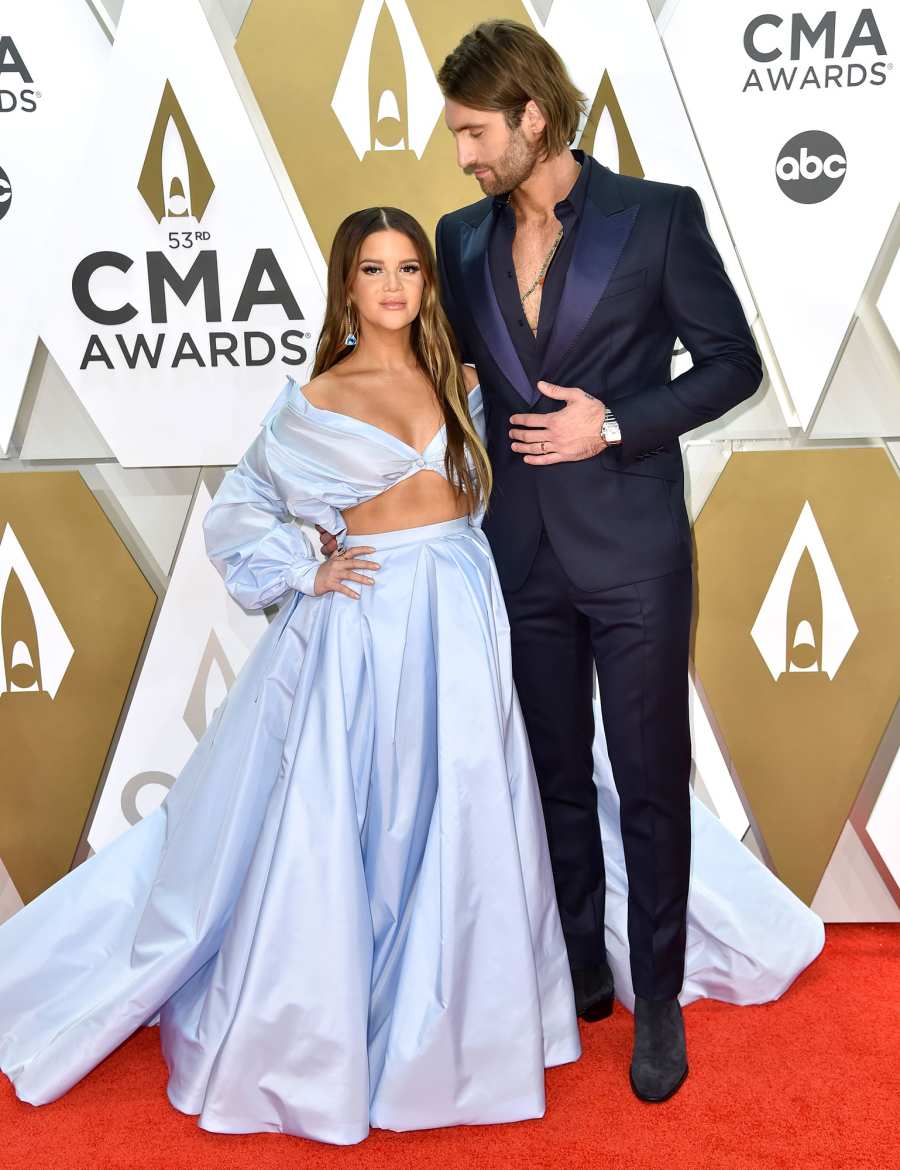 Maren Morris and Ryan Hurd 2019 CMA Awards Arrival Red Carpet Baby Bump