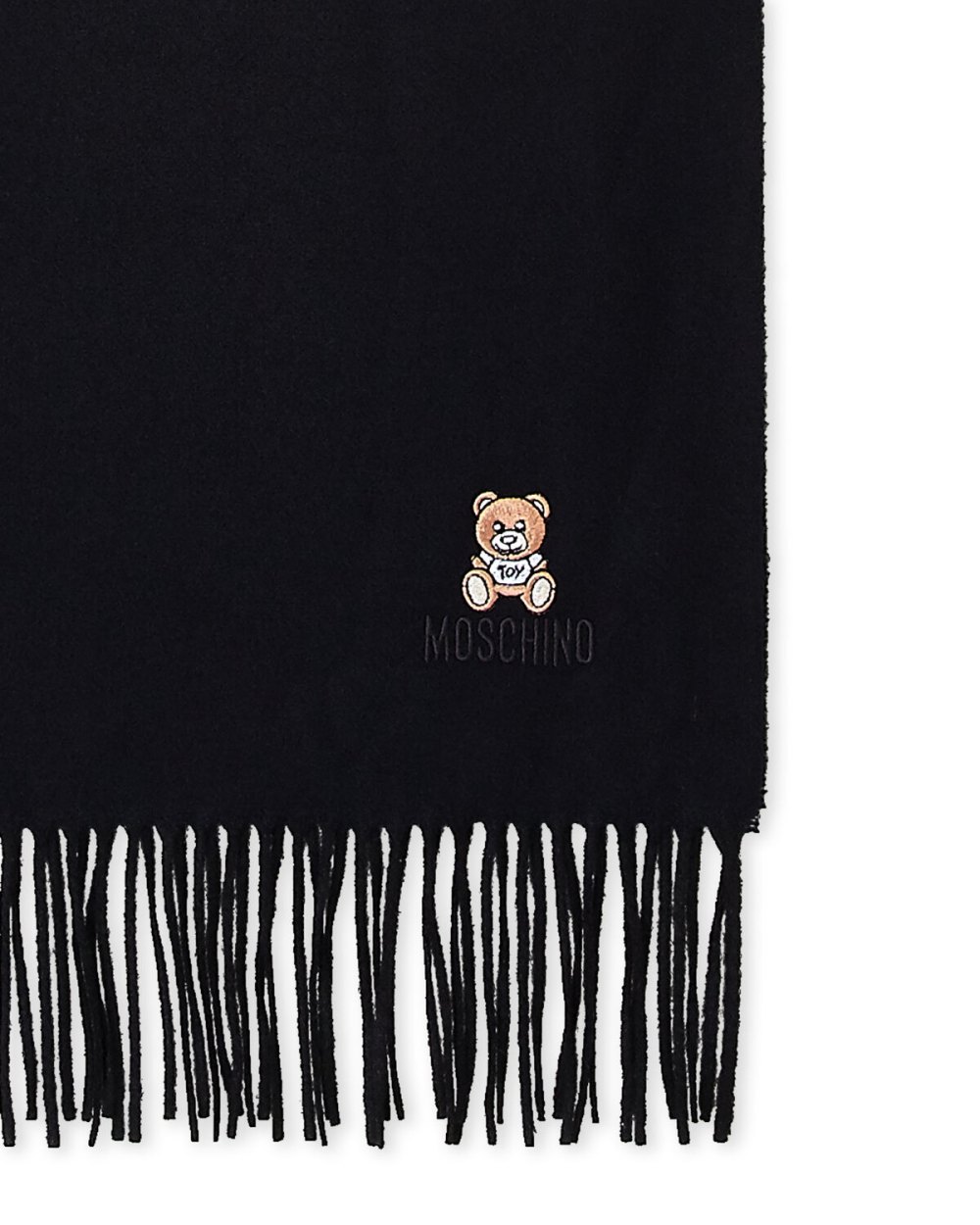 Moschino Bear Logo Wool Scarf black logo