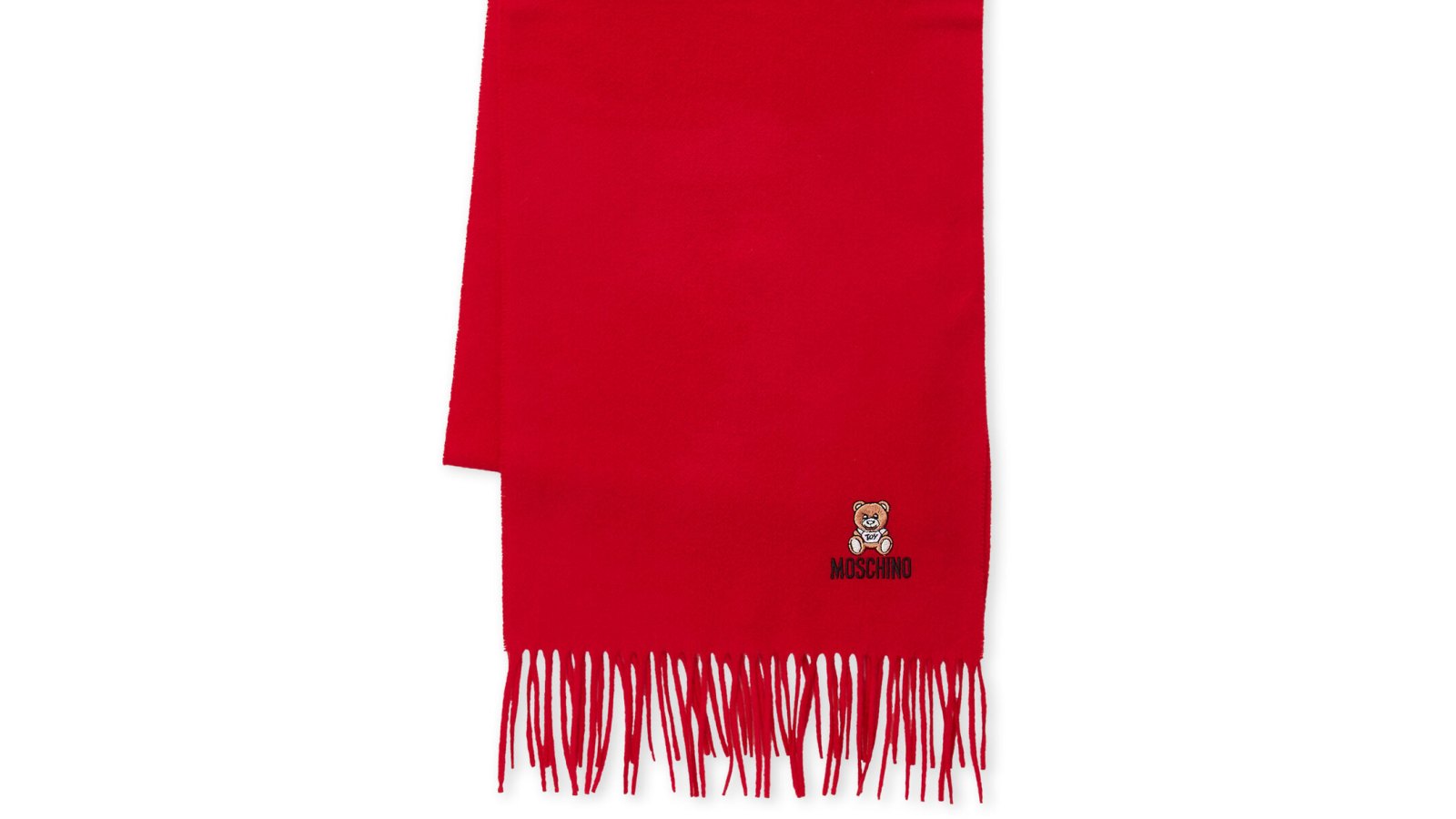 Moschino Bear Logo Wool Scarf red
