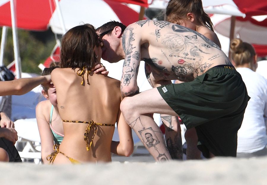 Pete Davidson Kisses Girlfriend Kaia Gerber During PDA-Filled Beach Date