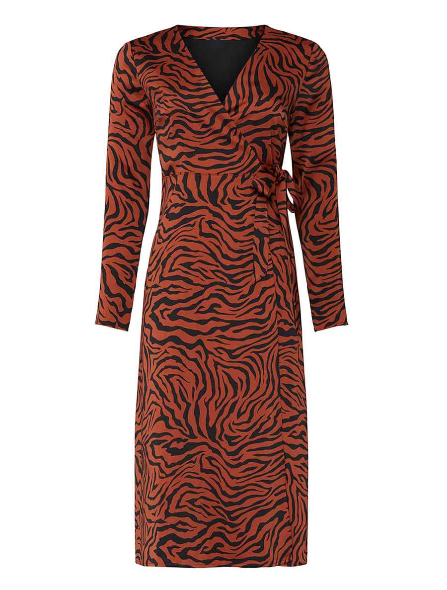 Rent the Runway x Jamie Mizrahi Holiday Collection - Brown Zebra Midi Dress