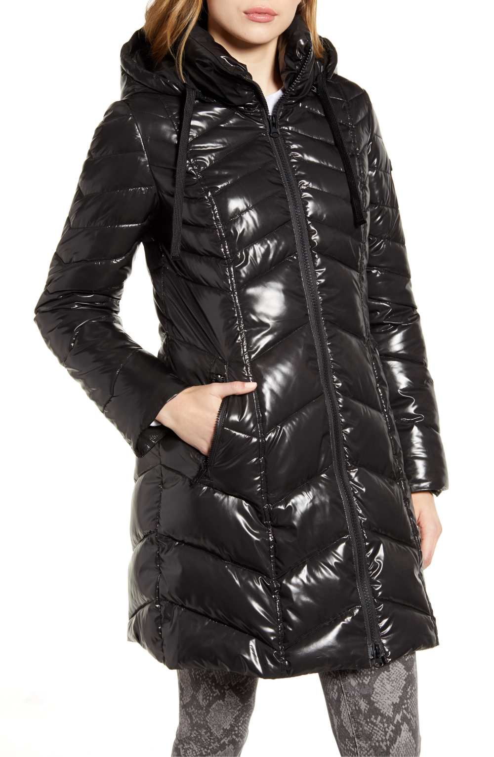 Sam Edelman Hooded Puffer Jacket (Black)
