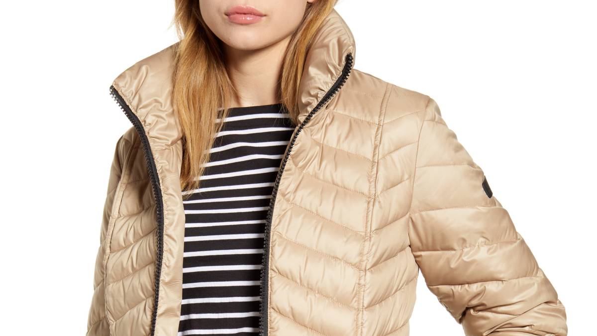 Sam Edelman Hooded Puffer Jacket (Latte)
