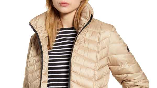 Sam Edelman Hooded Puffer Jacket (Latte)