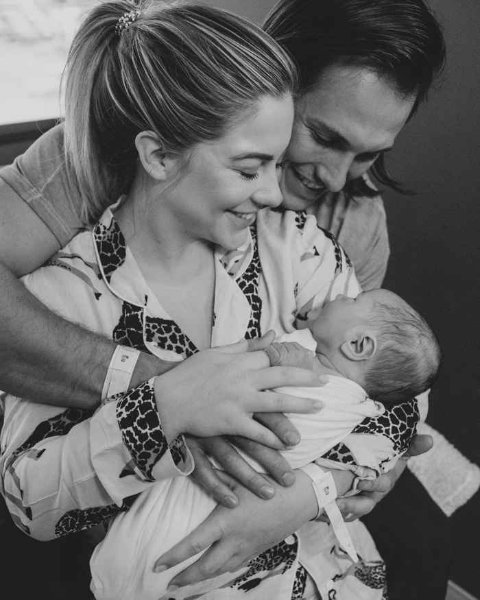 Shawn Johnson and Andrew East With Newborn Baby