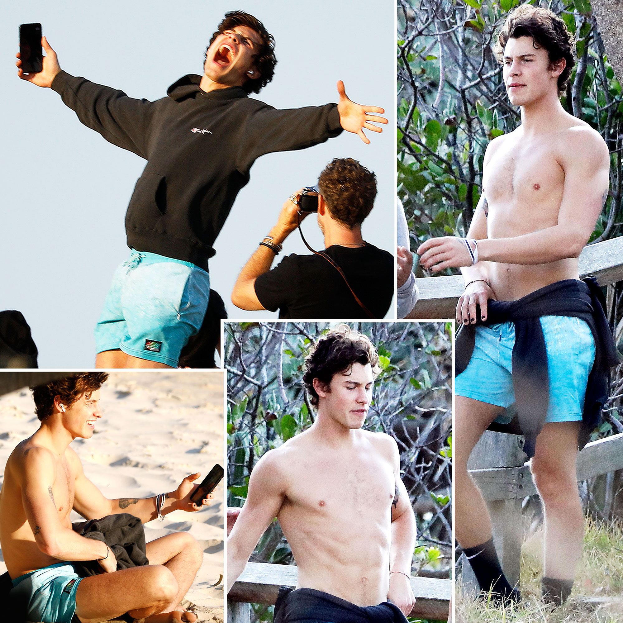 Shawn Mendes Goes Shirtless on Australia Beach With Friends.