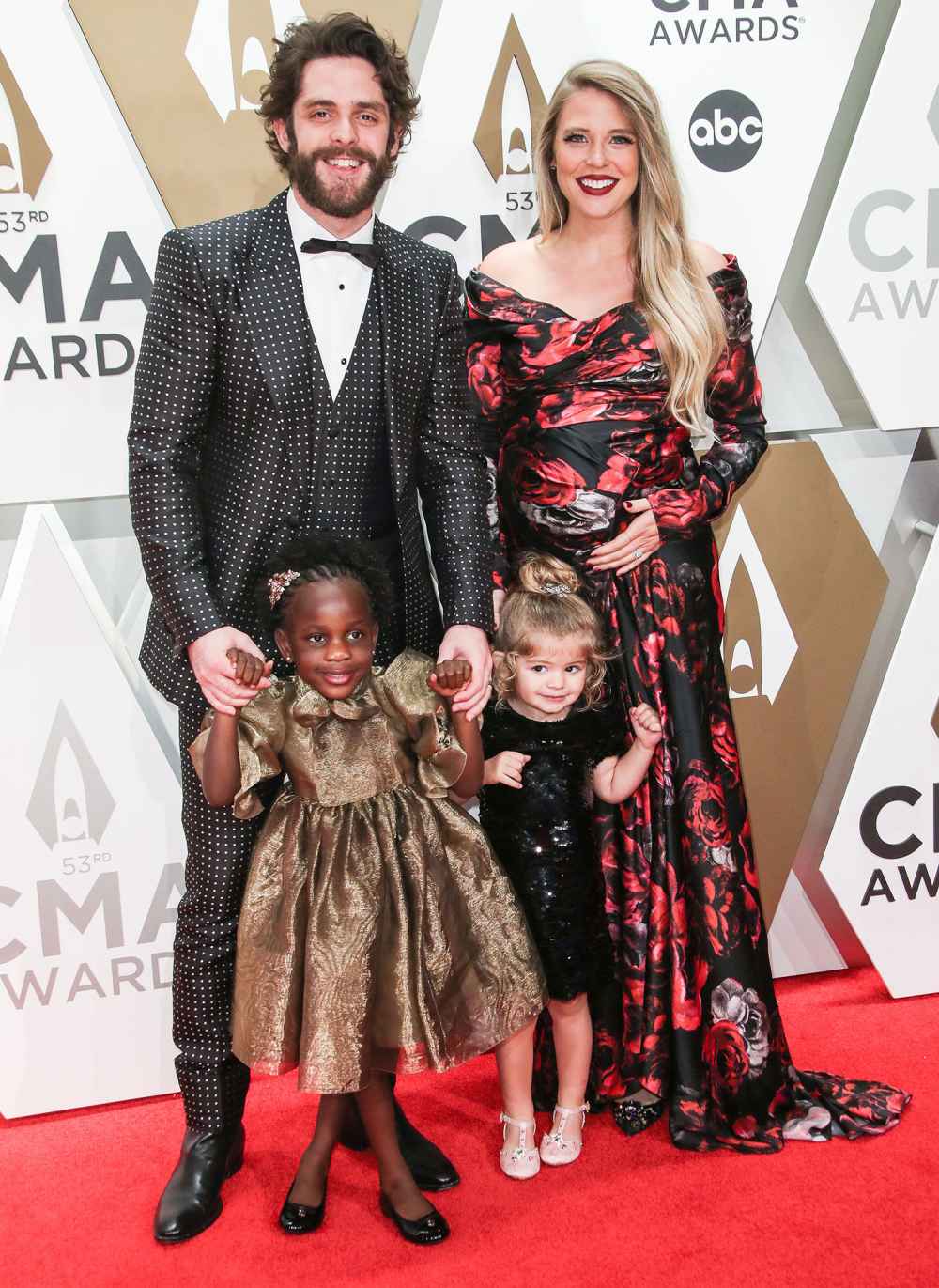 Thomas Rhett, Lauren Akins, Willa Gray Akins and Ada James Akins 2019 CMA Awards Arrival Red Carpet Children