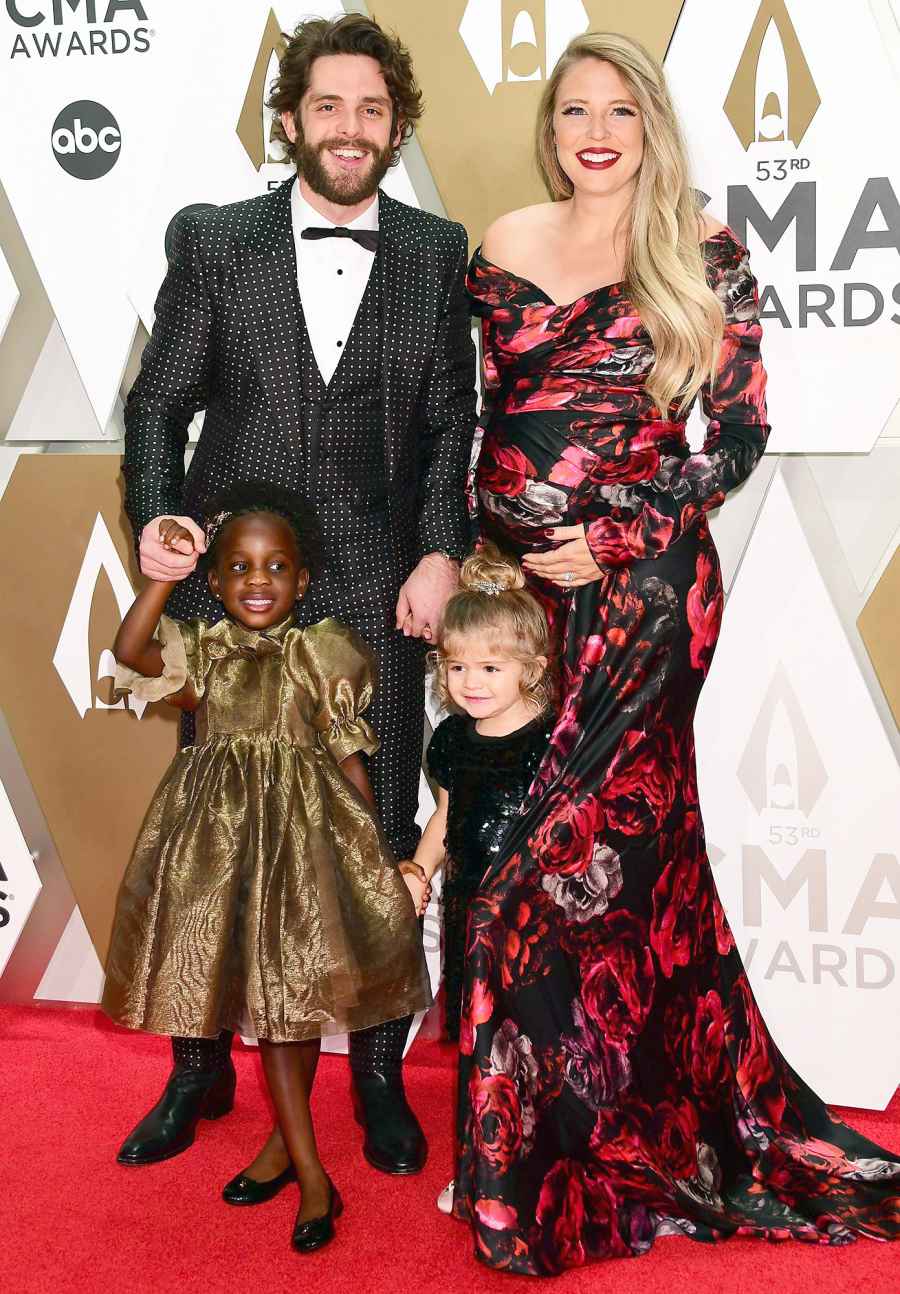 Thomas Rhett Pregnant Lauren Akins and Daughters on Red Carpet at CMA Awards 2019