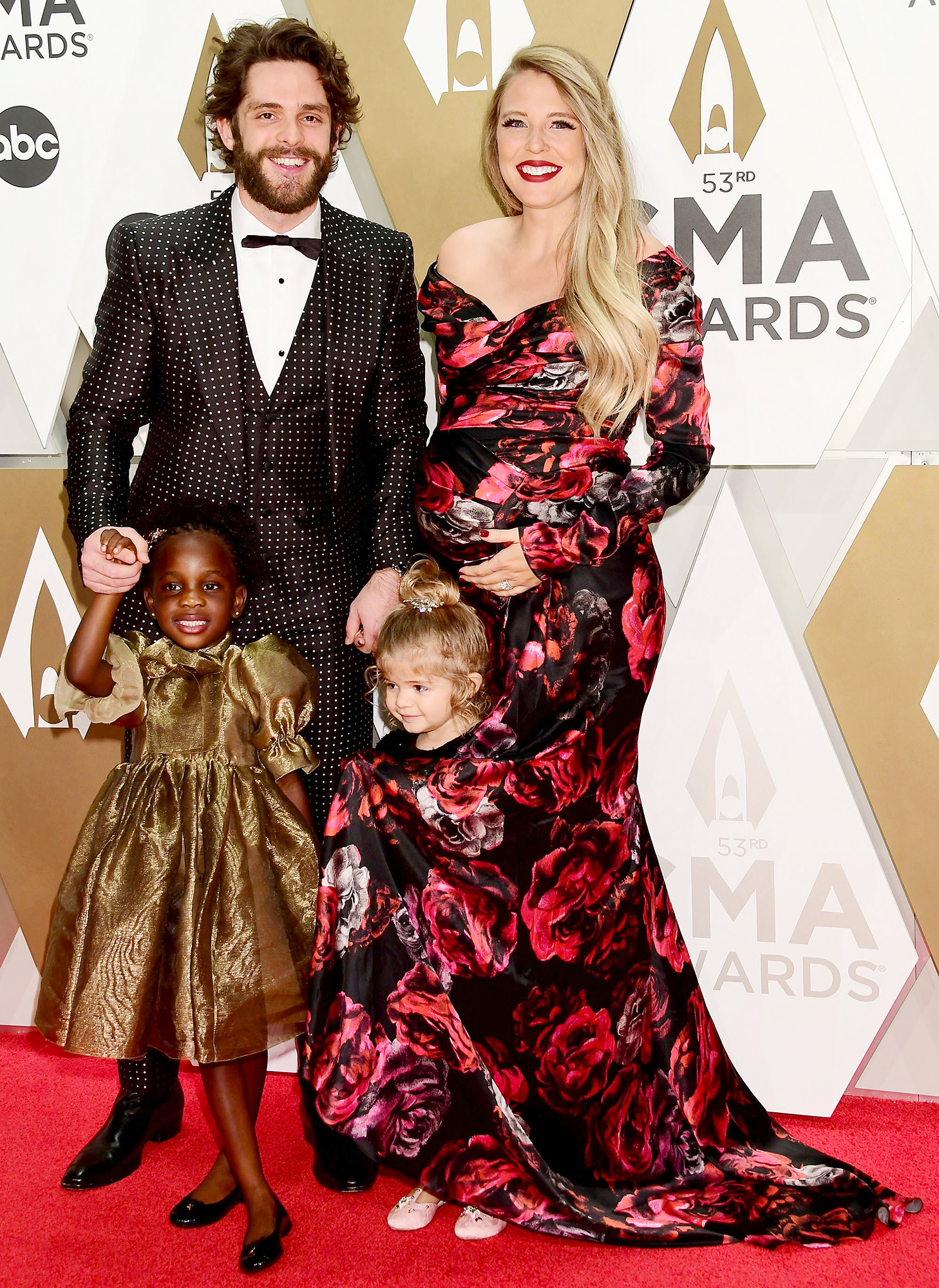 Thomas Rhett Pregnant Lauren Akins and Daughters on Red Carpet at CMA Awards 2019