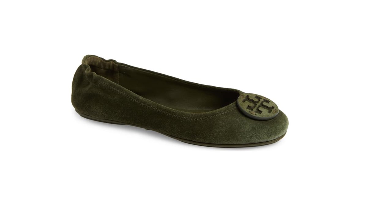 Tory Burch 'Minnie' Ballet Flat green