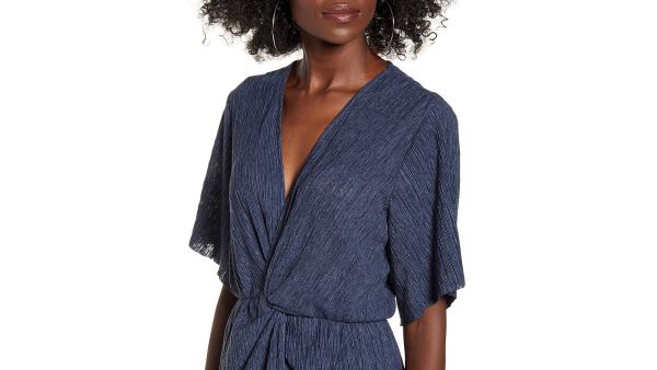 All in Favor Dolman Plissé Midi Dress