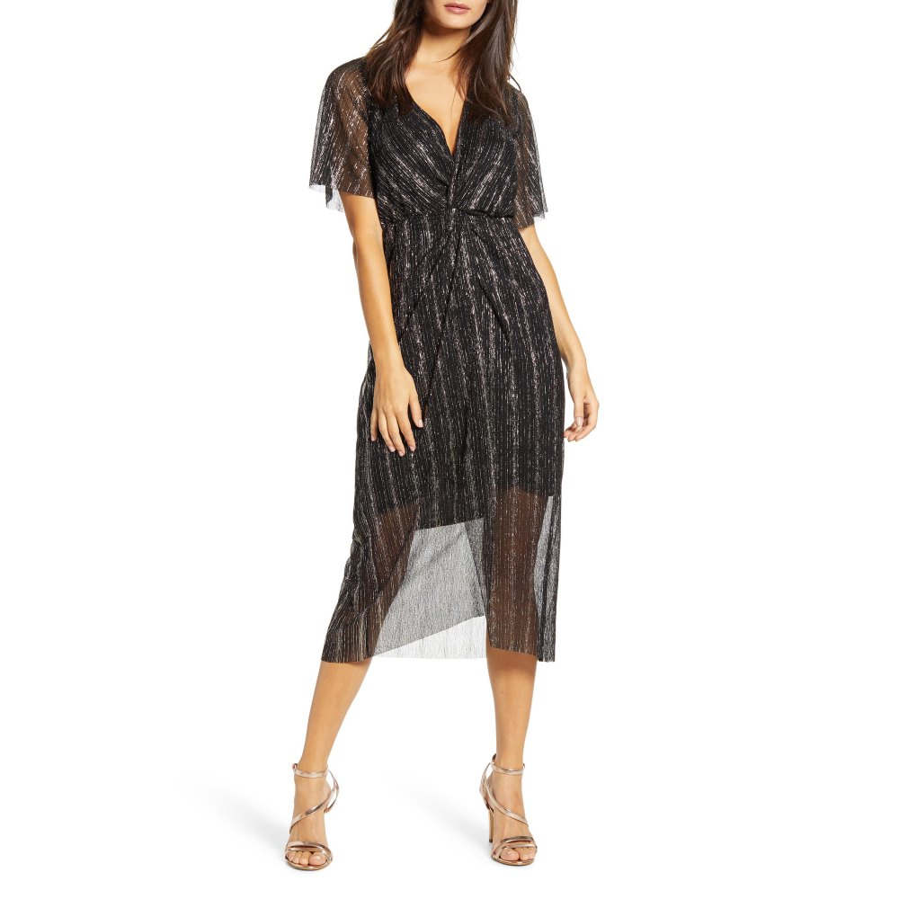 All in Favor Dolman Pliss&eacute; Midi Dress