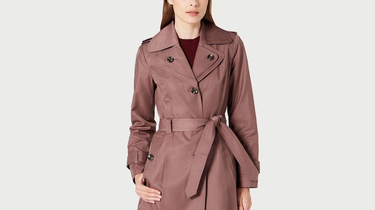 London Fog Hooded Double Collar Belted Raincoat