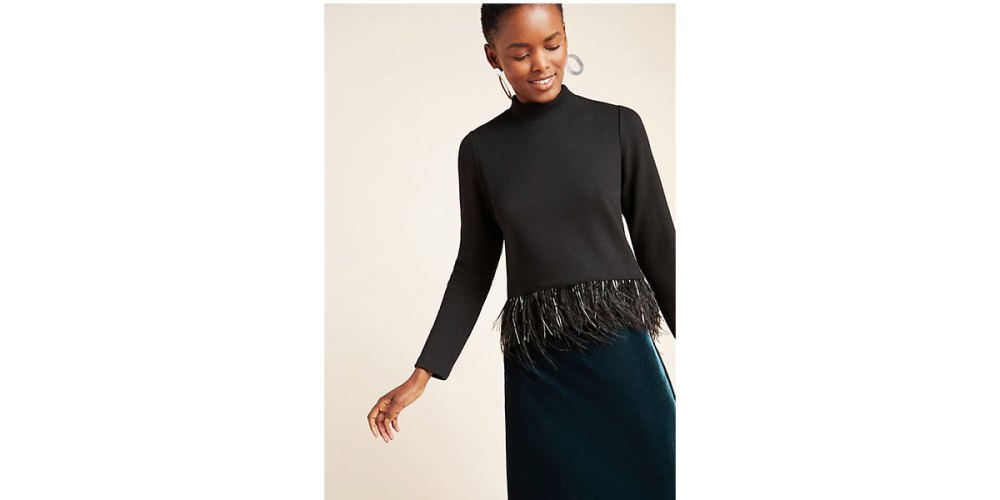 Saylor NYC Milana Feather-Trimmed Sweater