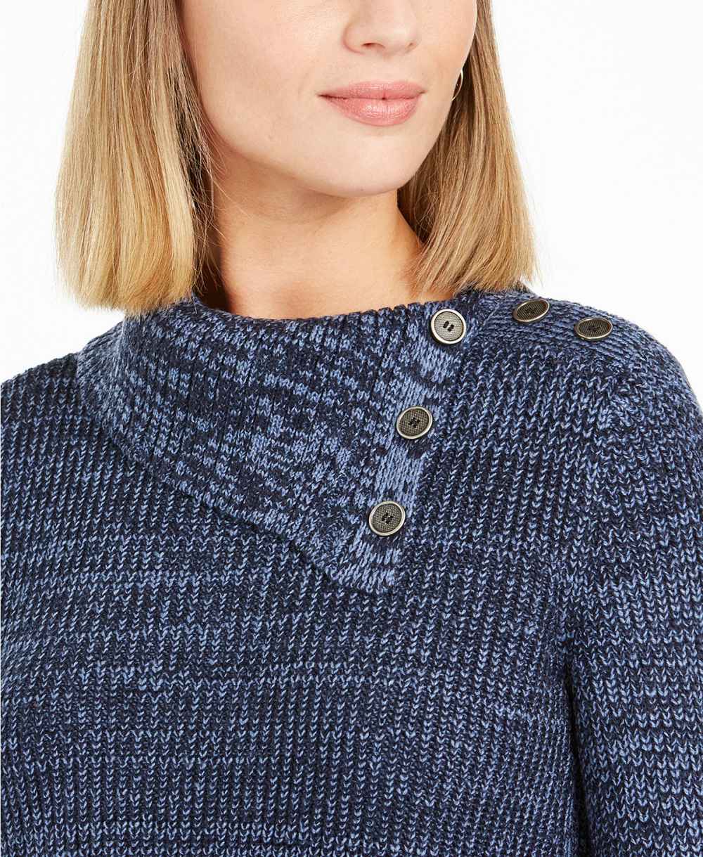 Style & Co Envelope Neck Kangaroo Pocket Knit Sweater