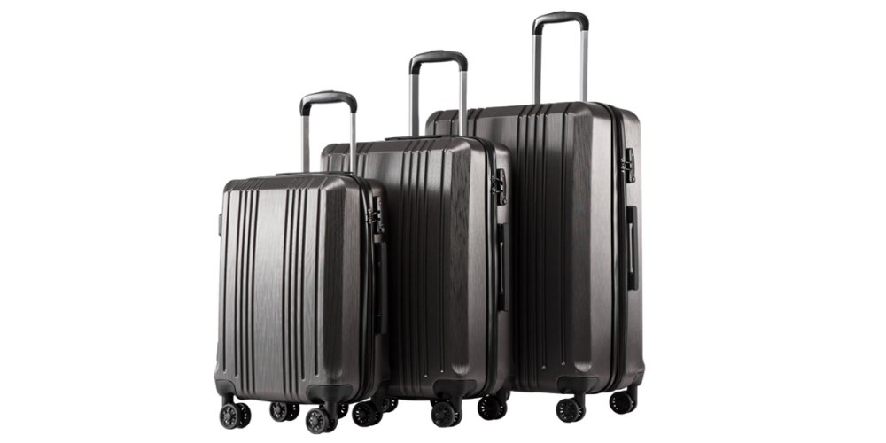 Coolife Luggage Expandable Suitcase PC+ABS 3 Piece Set