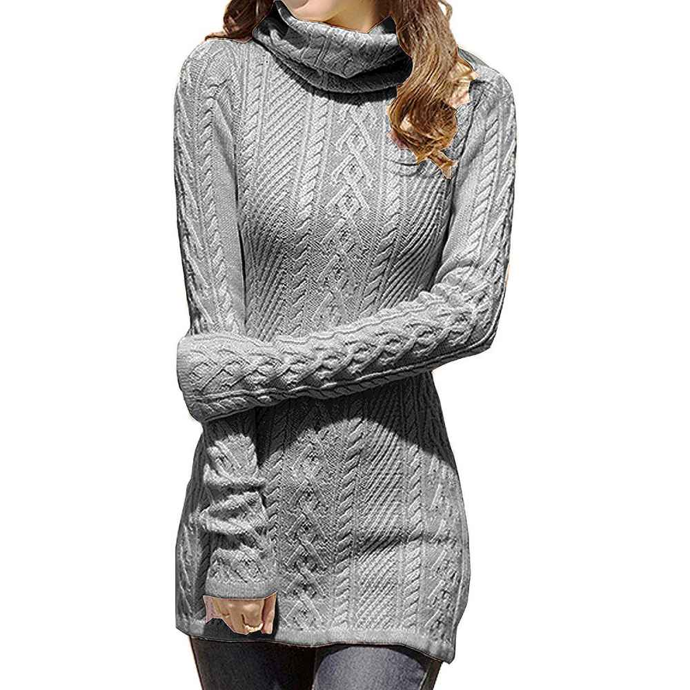 v28 Polo Neck Knit Stretchable Long Slim Sweater