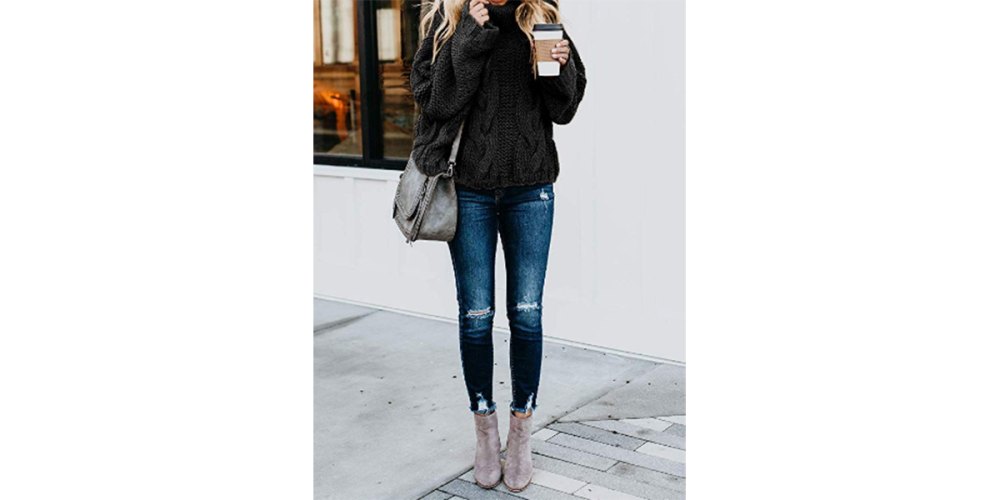 ZKESS Women's Chunky Knit Pullover Sweater