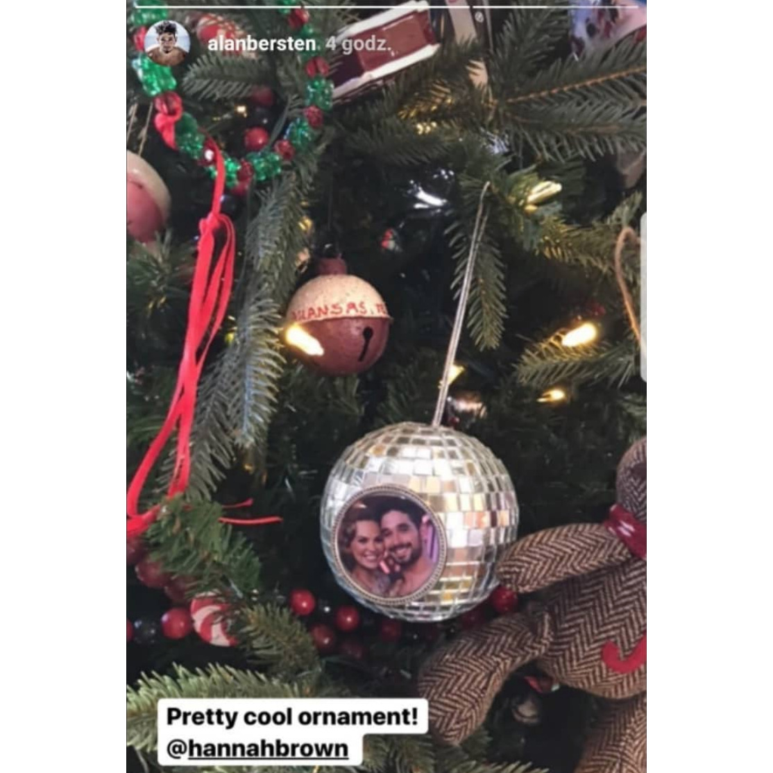 Alan Bersten Puts a Hannah Brown Ornament on His Christmas Tree