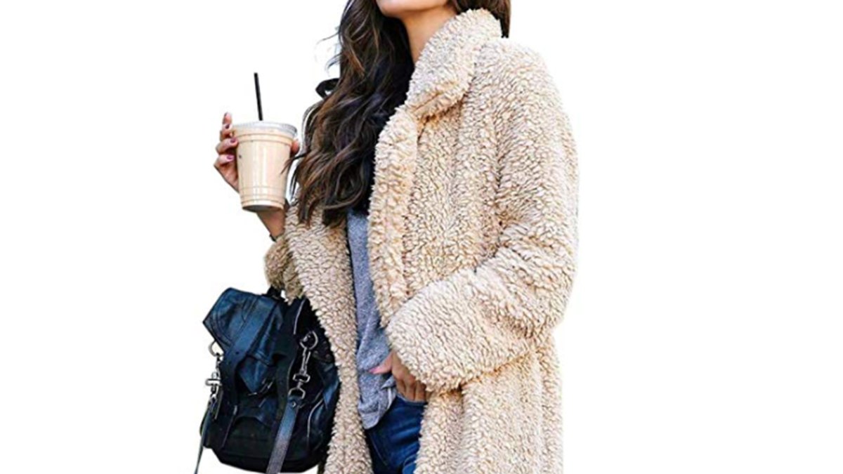 Angashion Women's Fuzzy Open Front Faux Fur Coat