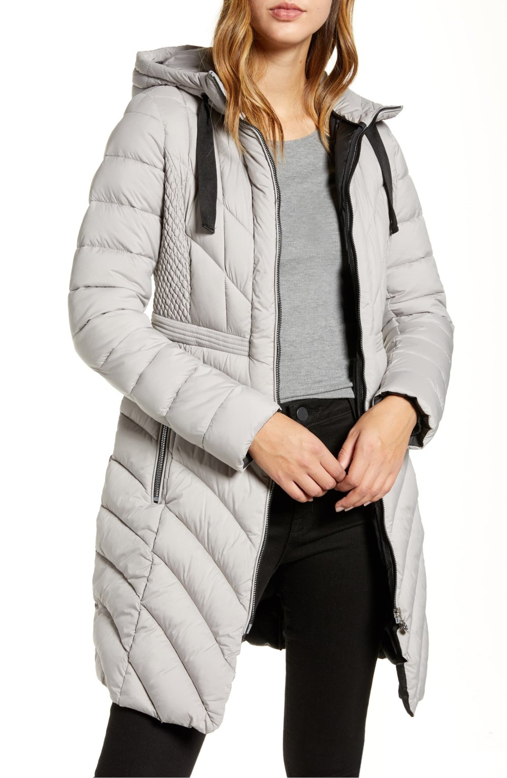 Bernardo Packable Hooded Walker Coat (Opal Grey)