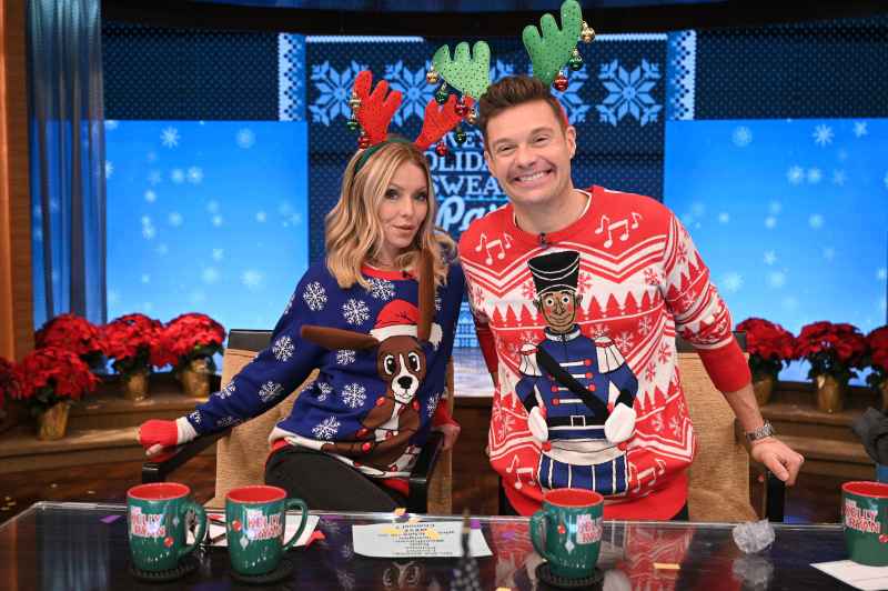 Celebs in Ugly Christmas Sweaters Kelly Ripa and Ryan Seacrest
