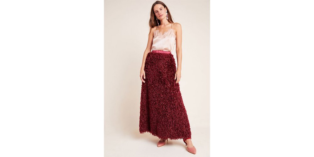 Chantal Feathered Maxi Skirt