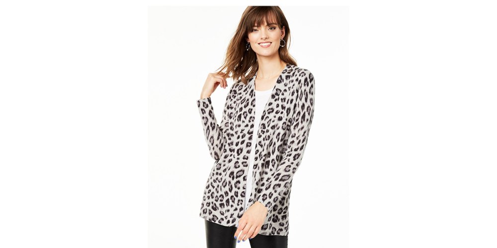 Charter Club Animal-Print Pure Cashmere Cardigan, Regular & Petite Sizes, Created For Macy's