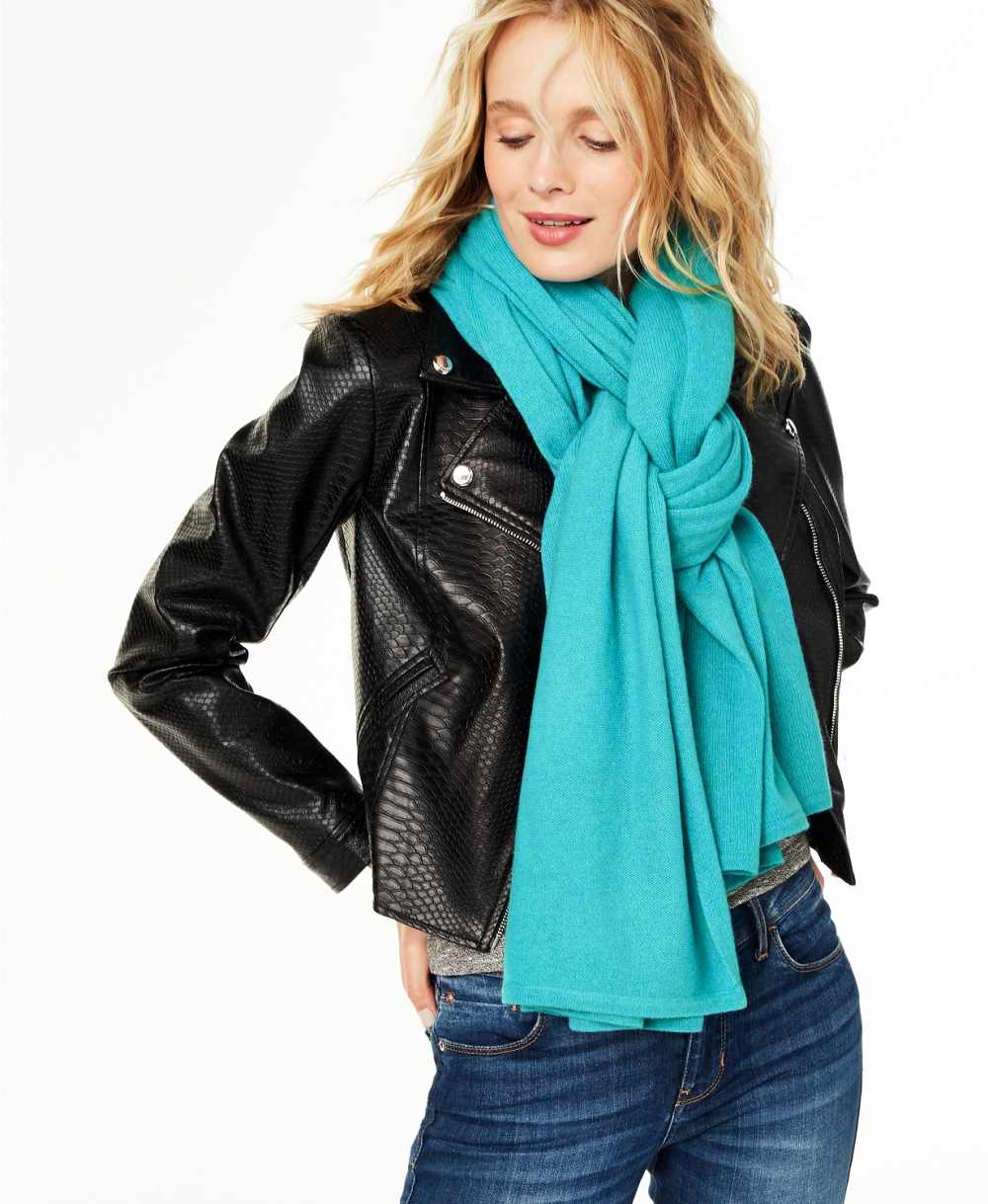 Charter Club Oversized Cashmere Scarf (Blue Heather)