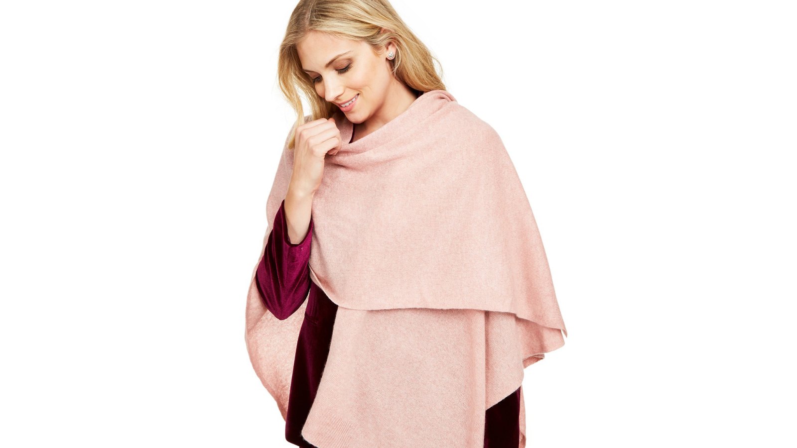 Charter Club Solid Cashmere Wrap (Bella Rose Heather)