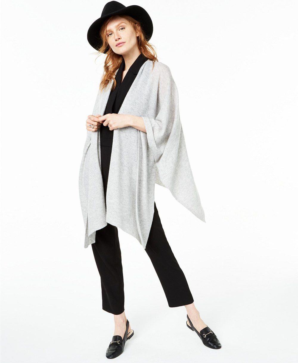 Charter Club Solid Cashmere Wrap (Ice Grey Heather)