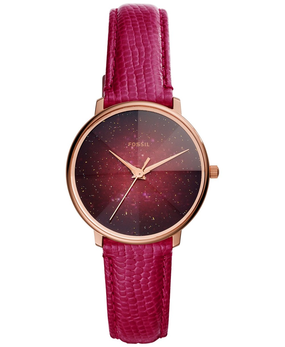 Fossil Women's Galaxy Leather Strap Watch Collection, 33mm (Pink)