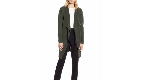 Halogen Cashmere Long Drape Front Cardigan