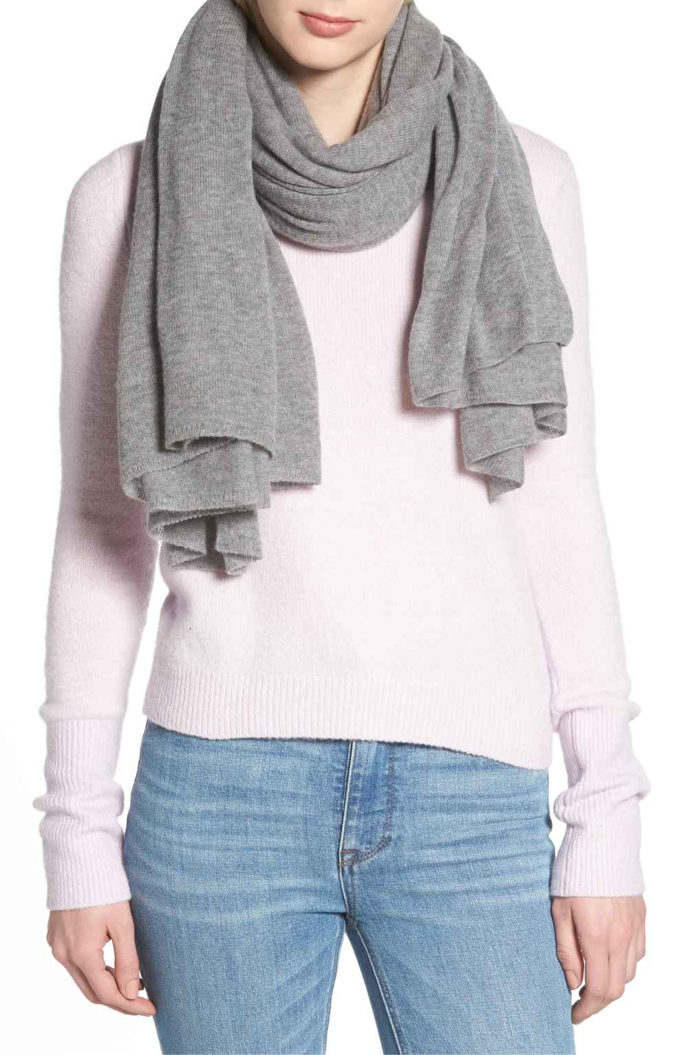 Halogen Lightweight Cashmere Scarf (Grey Medium Heather)
