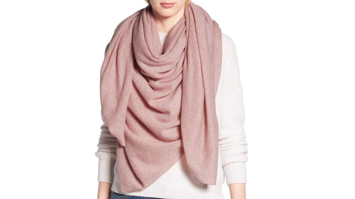 Halogen Lightweight Cashmere Scarf (Pink Rosecloud Heather)