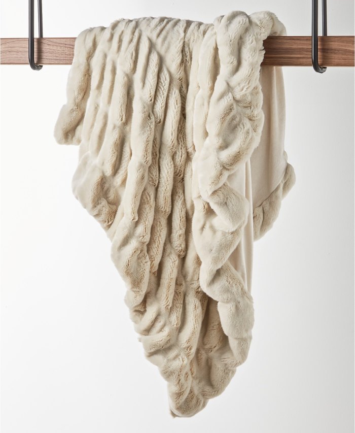 Hotel Collection Carved Faux-Fur Throw (Ivory)