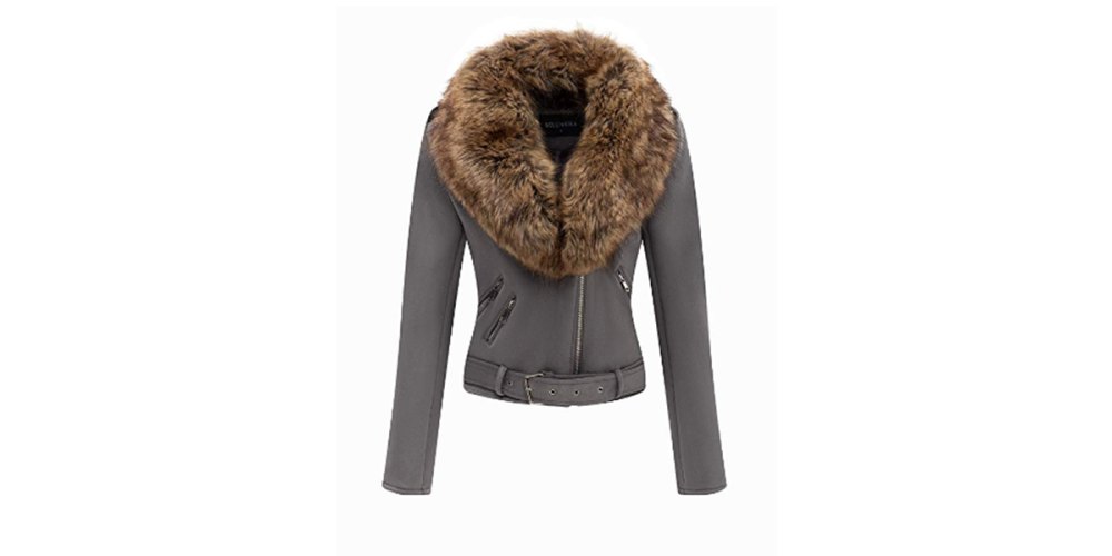 Bellivera Women's Faux Suede Moto Jacket