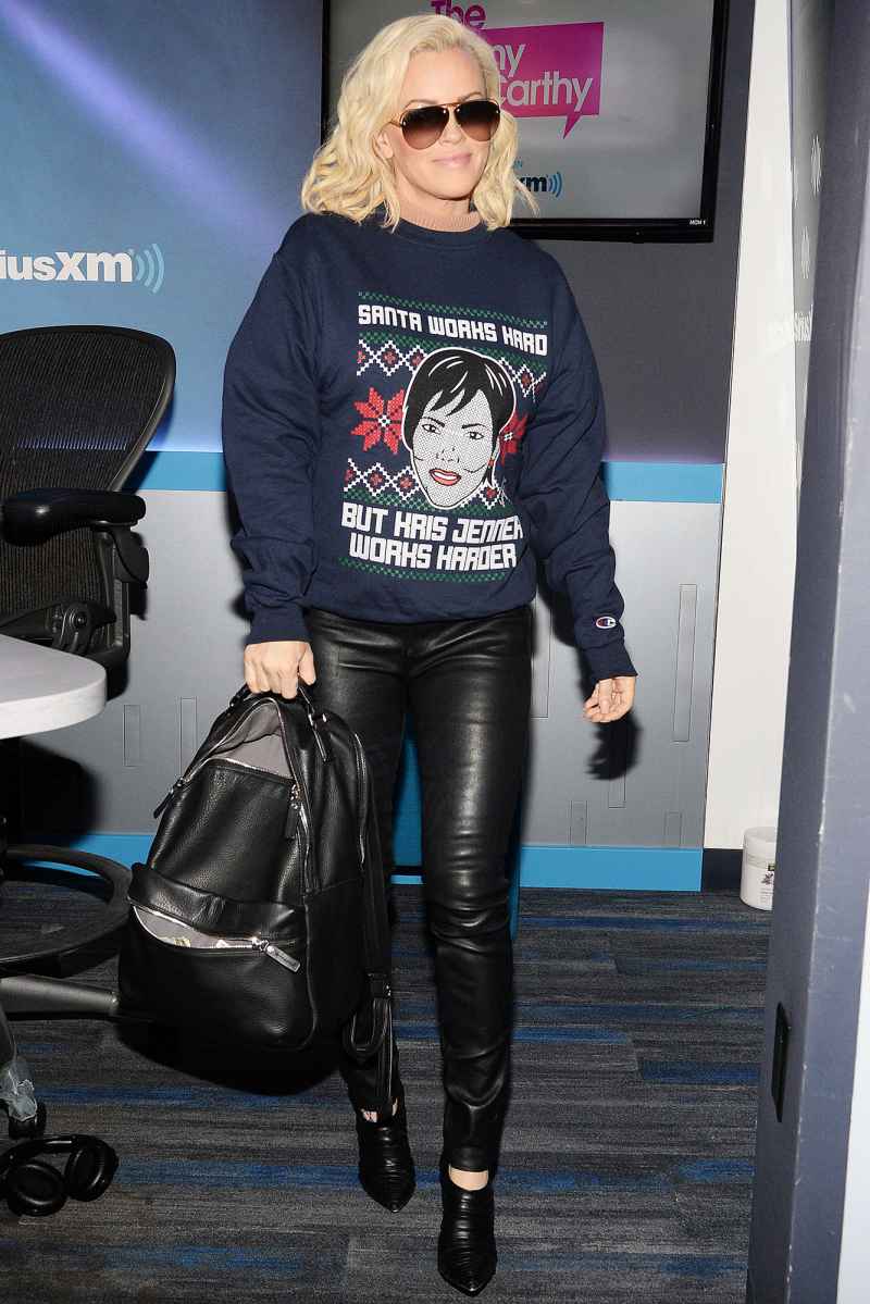 Jenny McCarthy Arriving to her Radio Show in a Kris Jenner Ugly Christmas Sweater